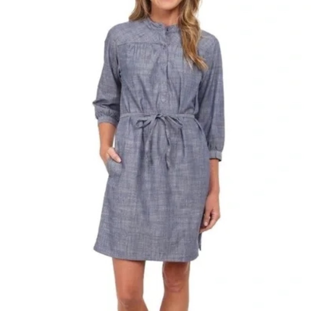Patagonia Settler's Dress Blue Cotton Chambray Size 0